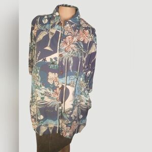 Kahala John Severson Blue Tropical Print Shirt
